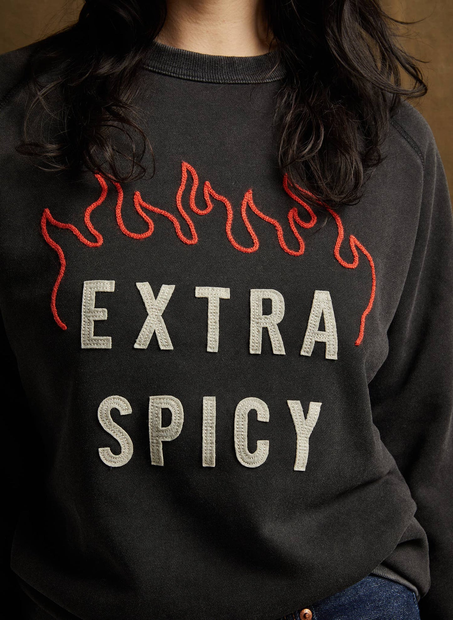 Extra Spicy Chainstitch & Felt Crewneck Sweatshirt - Unisex