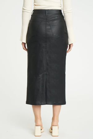 Sweetheart Denim Skirt in Coated Asphalt