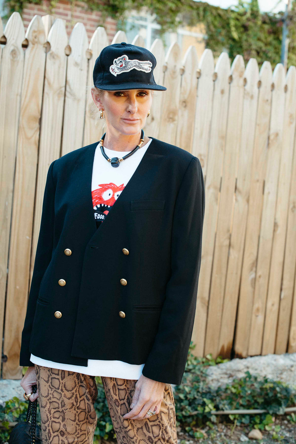 Vintage Chaus Black Jacket with Gold Buttons, Size 14