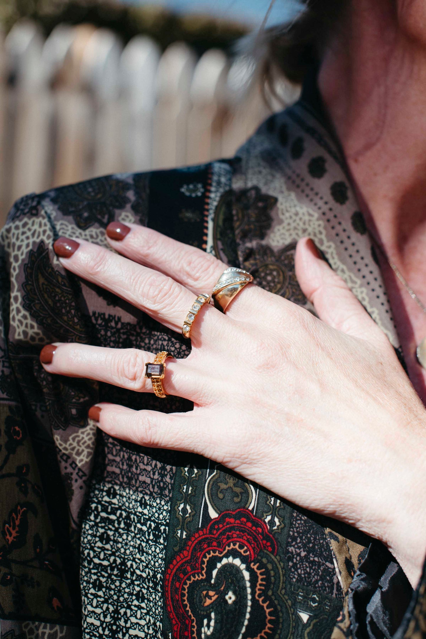 Vintage Golden Swarovski Smoky Quartz Statement Ring – Size 6