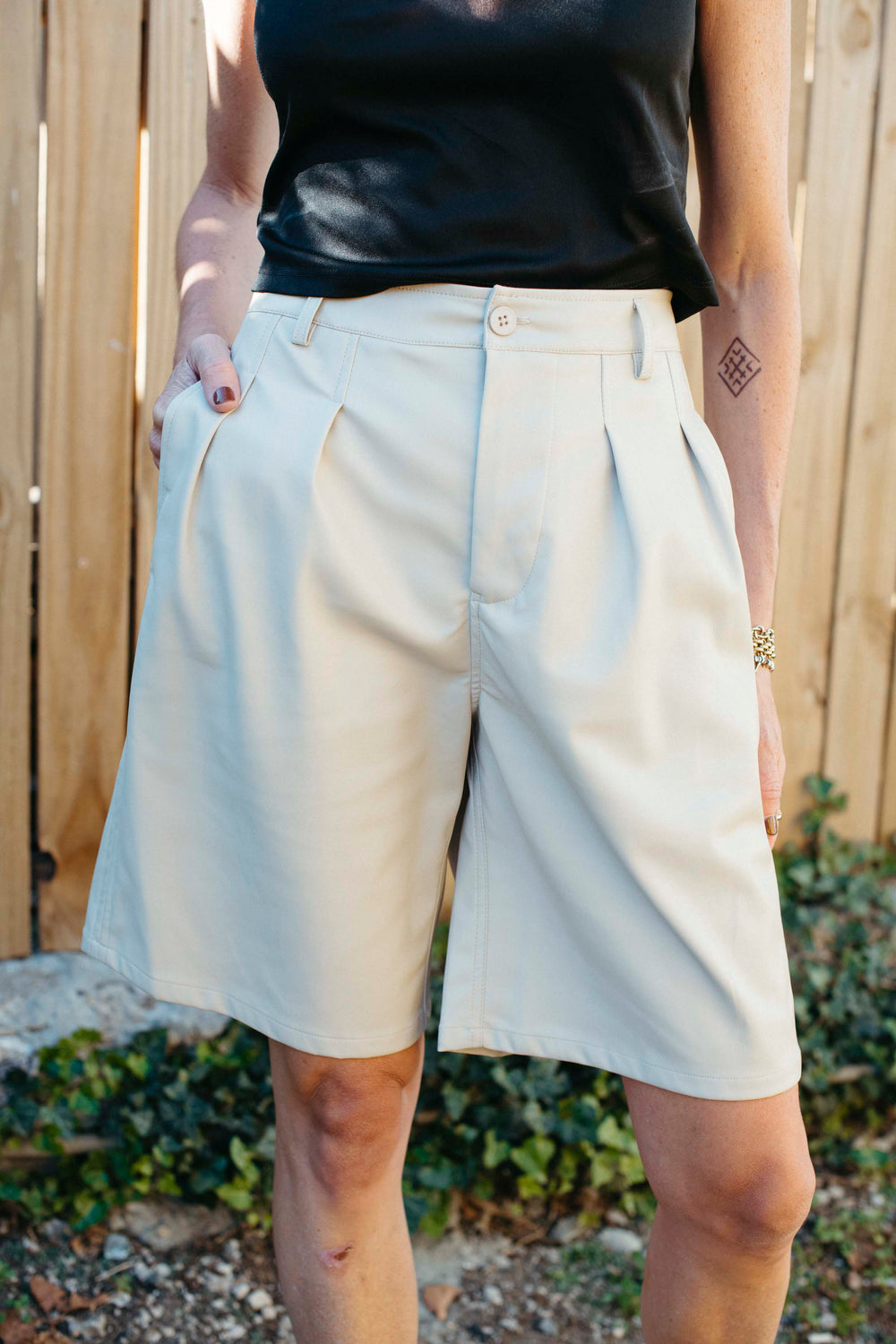 New Bianca Pleather Bermuda Pants