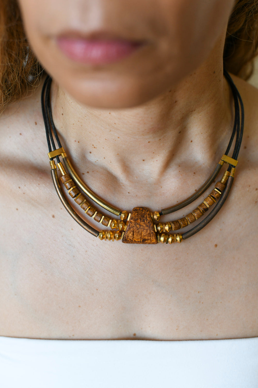 Vintage Brass & Leather Necklace