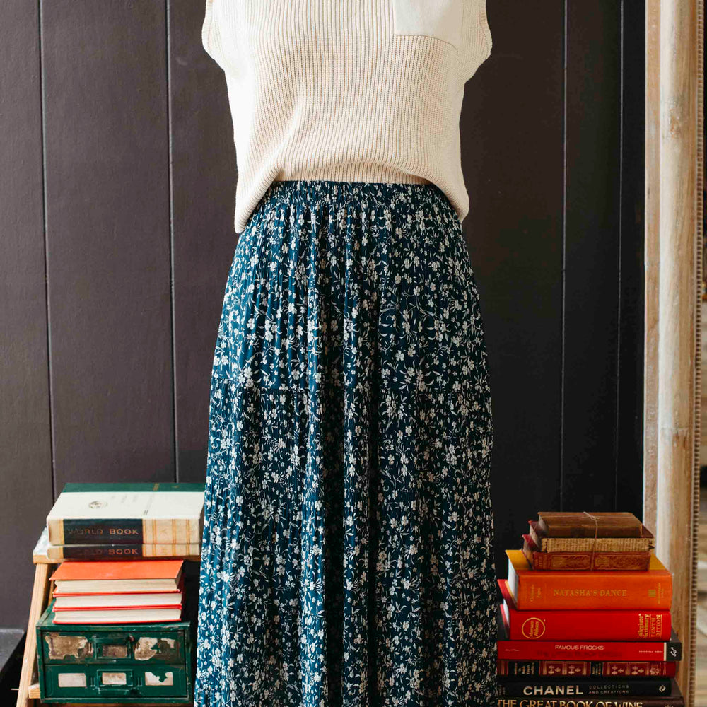 Pre-loved Teal & Cream Prairie Skirt - Size XL