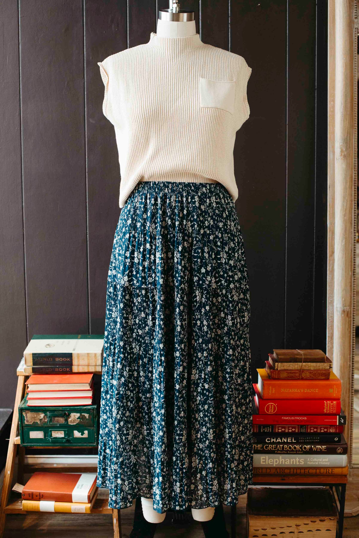 Pre-loved Teal & Cream Prairie Skirt - Size XL