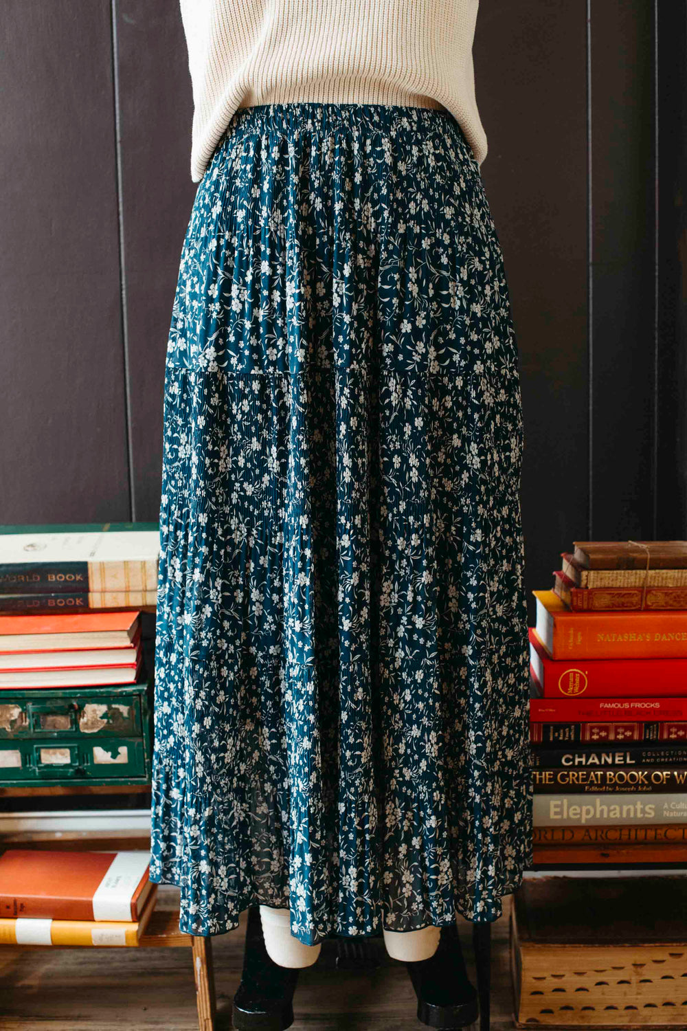 Pre-loved Teal & Cream Prairie Skirt - Size XL