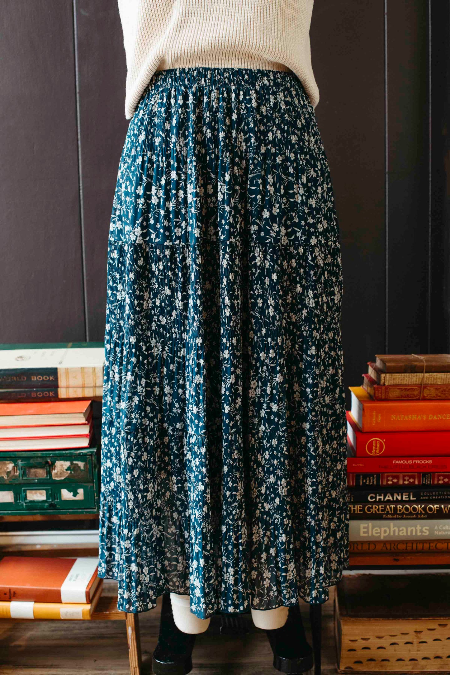 Pre-loved Teal & Cream Prairie Skirt - Size XL