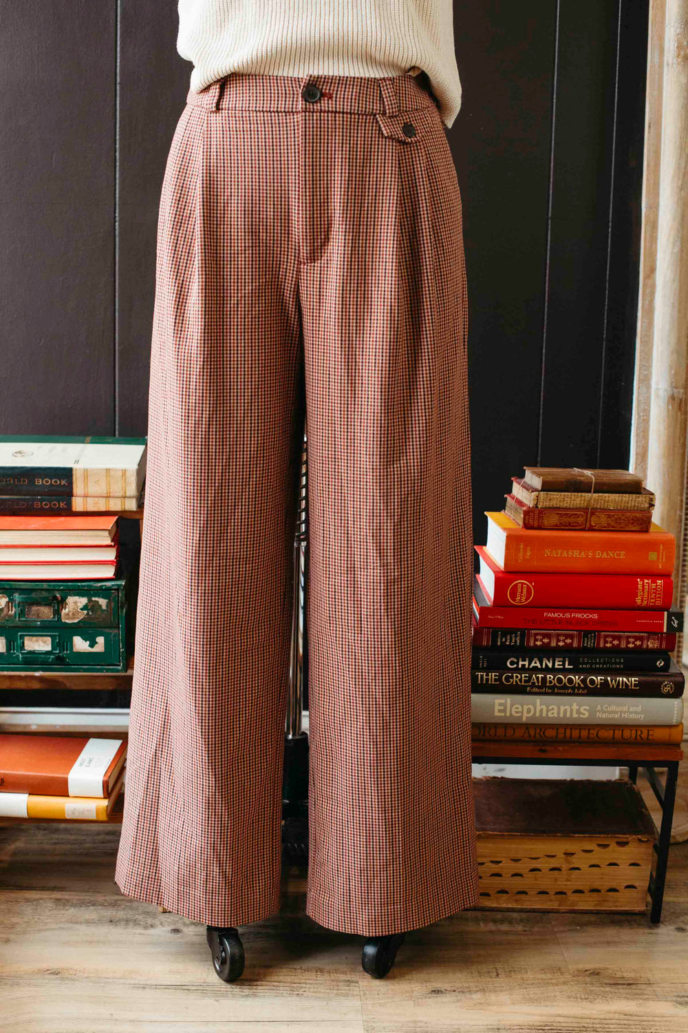 Pre-loved Red & Brown Pleated Trouser - Size XL