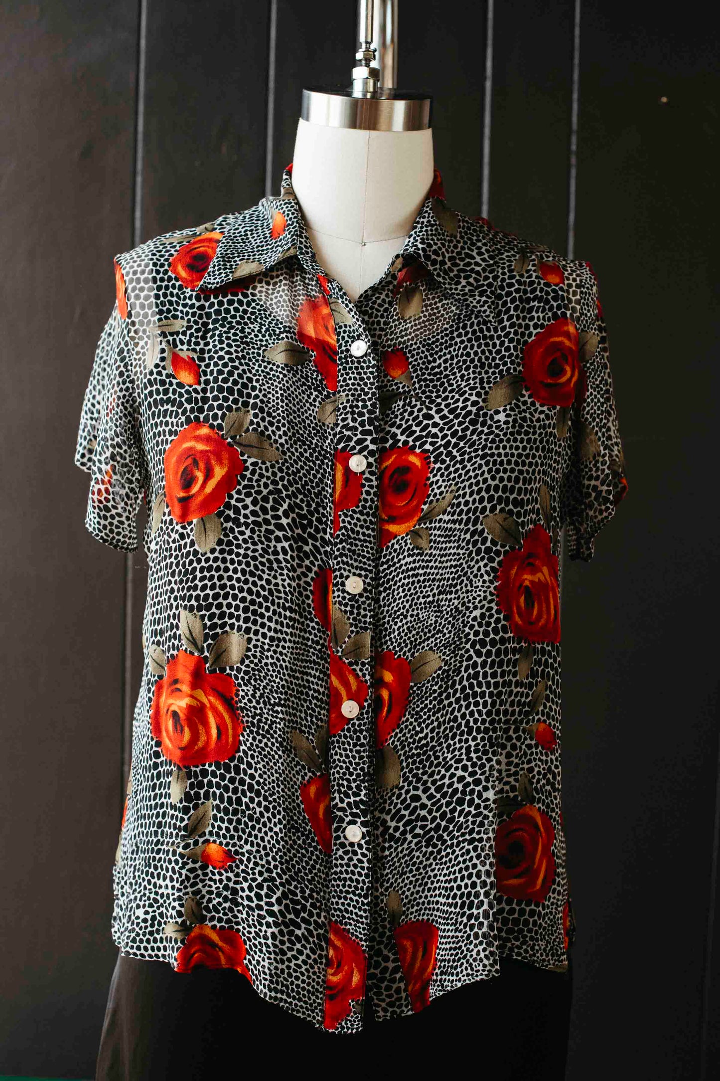 Pre-loved Sheer Twofer Rose Blouse - Size M