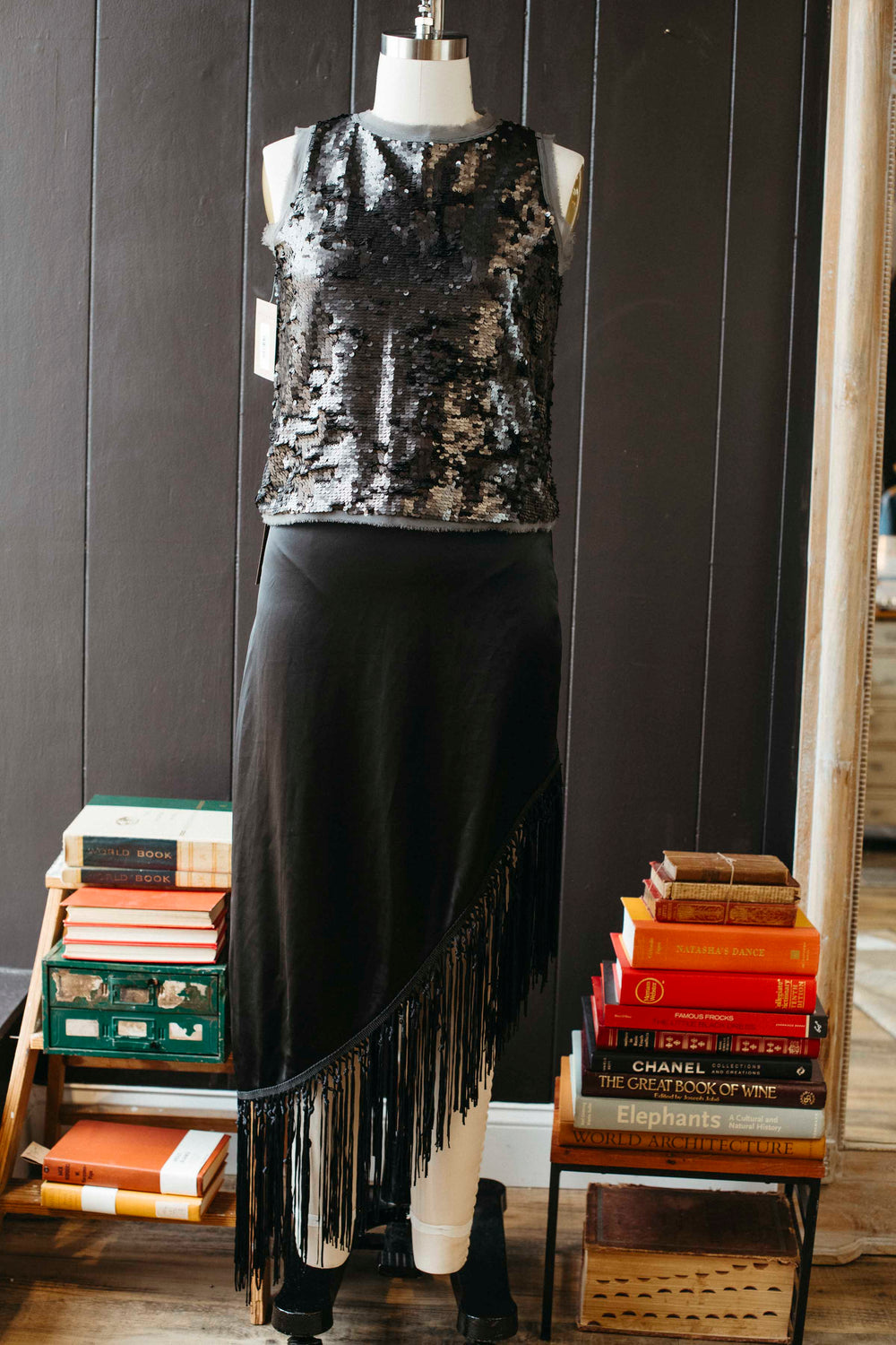 Pre-loved Black Asymmetrical Fringe Skirt - Size M