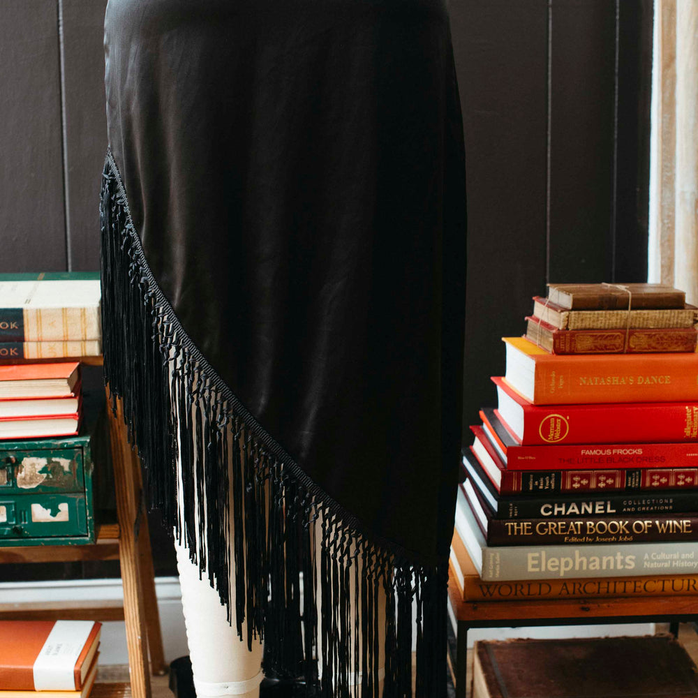 
                      
                        Pre-loved Black Asymmetrical Fringe Skirt - Size M
                      
                    