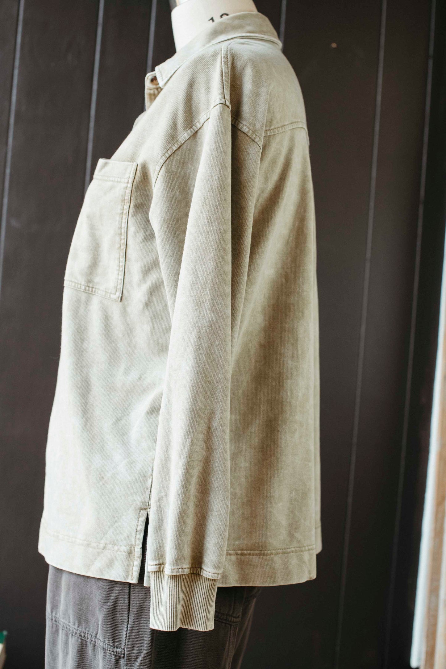 Pre-loved Acid Wash Olive Shacket - Size M