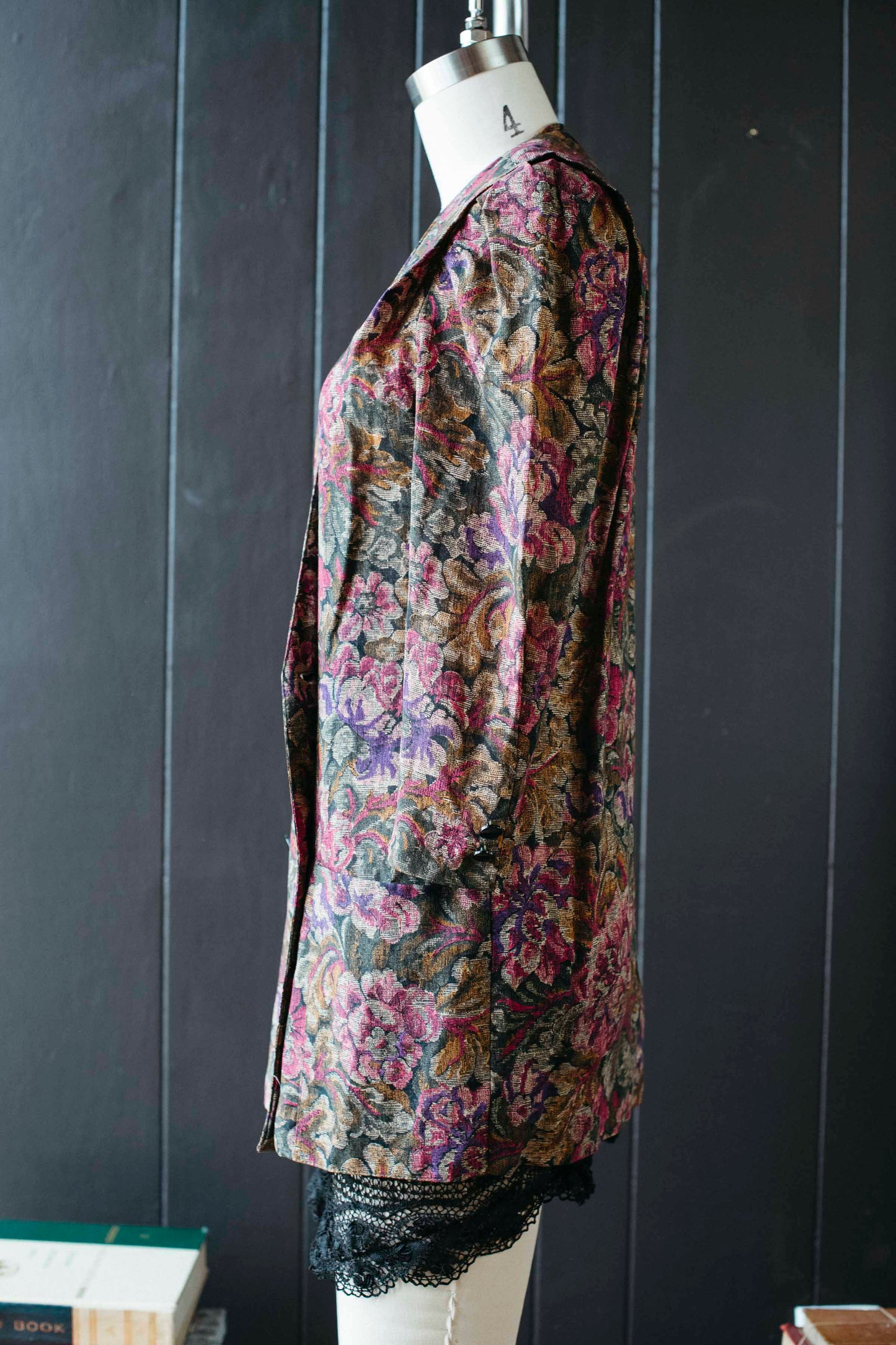 Vintage Floral Print Double Breasted Blazer - Size S
