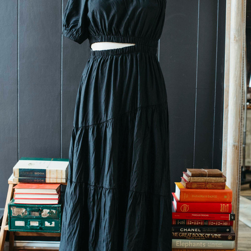 Pre-loved Black Maxi One Shoulder Peephole Dress - Size S
