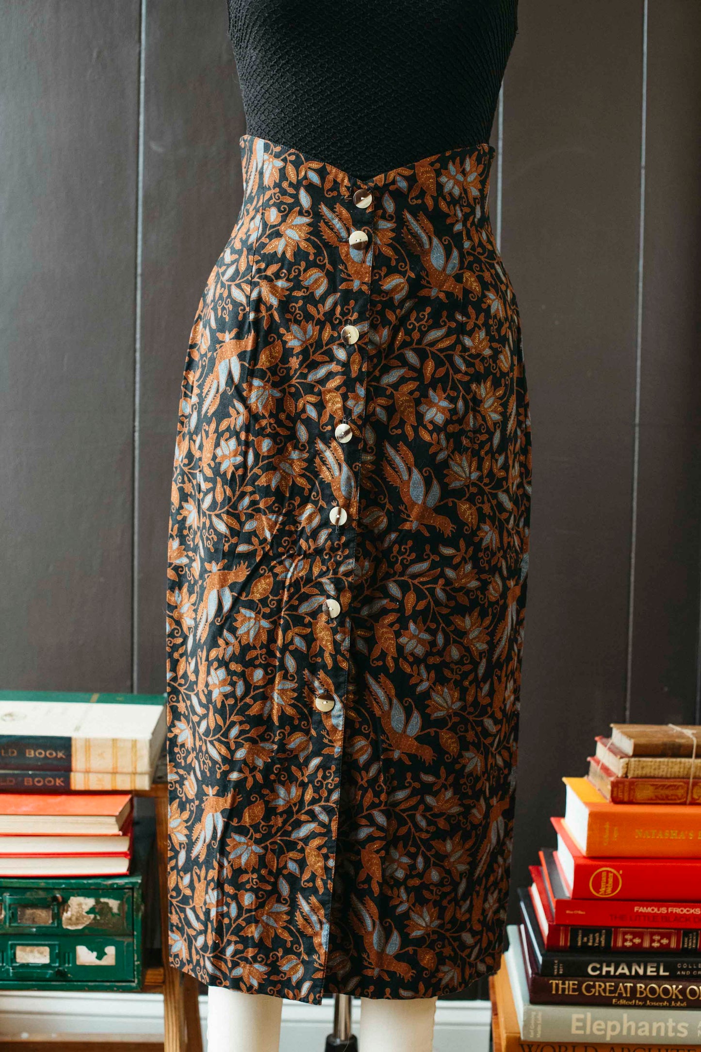 Vintage Pheasant Paisley Midi Skirt - Size S