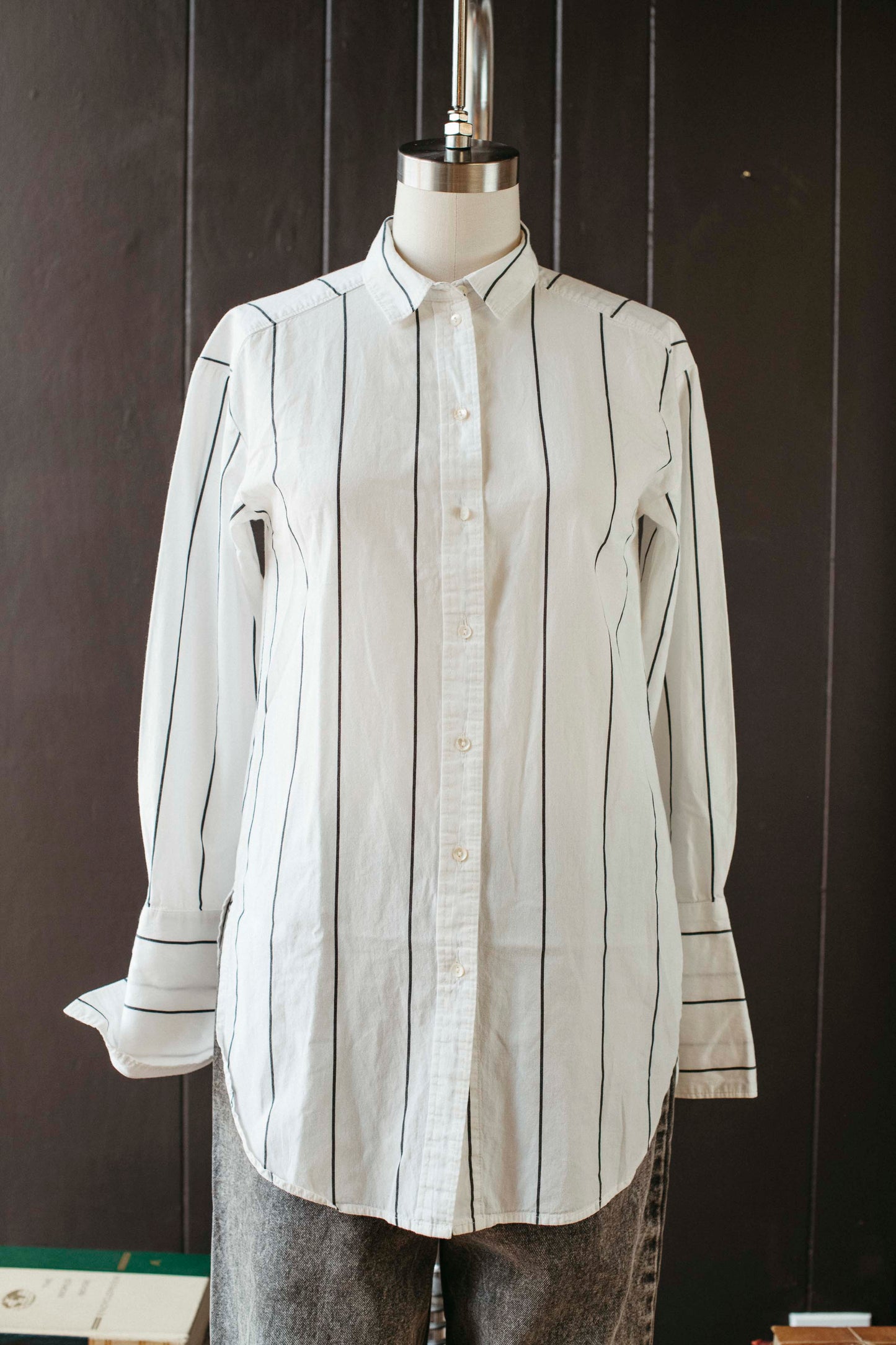 Pre-loved Black Striped Button-down Top - Size M
