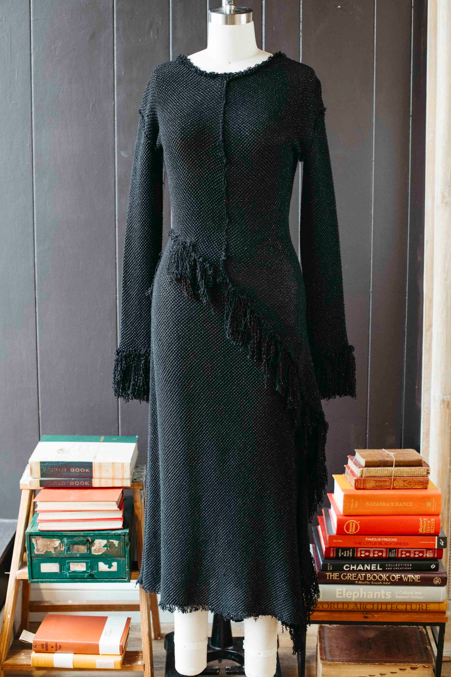 Pre-loved Black Knit Sheer Maxi Dress - Size S