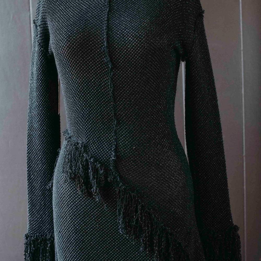Pre-loved Black Knit Sheer Maxi Dress - Size S