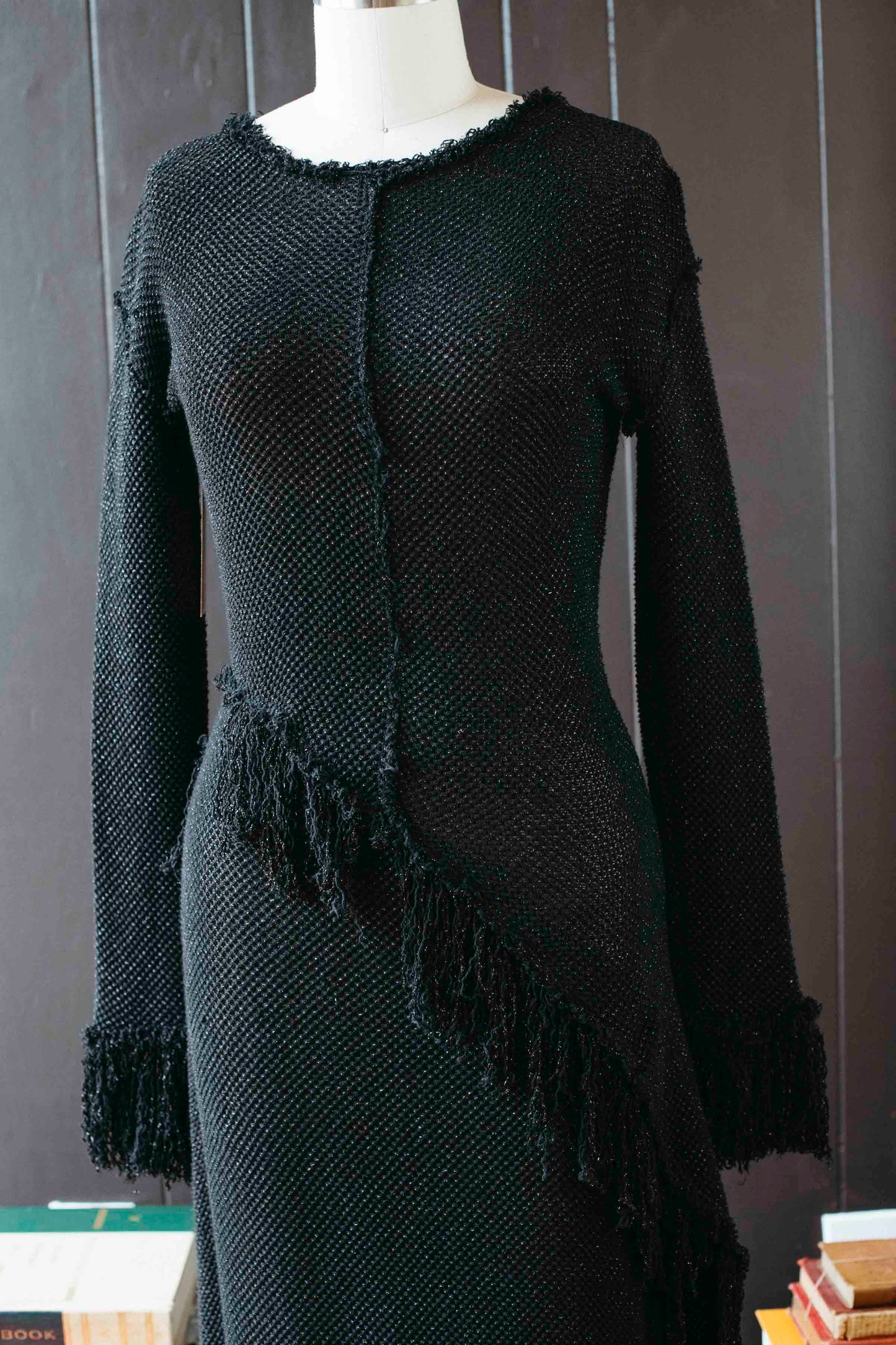 Pre-loved Black Knit Sheer Maxi Dress - Size S