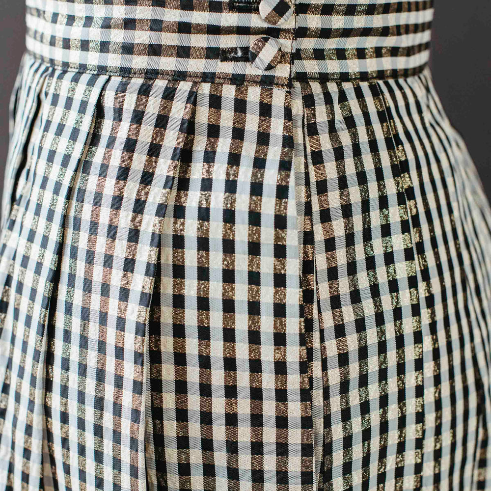 
                      
                        Pre-loved Metallic Black & White Checked Midi Skirt - Size XS/S
                      
                    