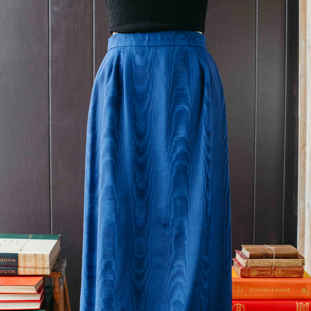 Pre-loved Cobalt Moiré Pencil Skirt - Size M