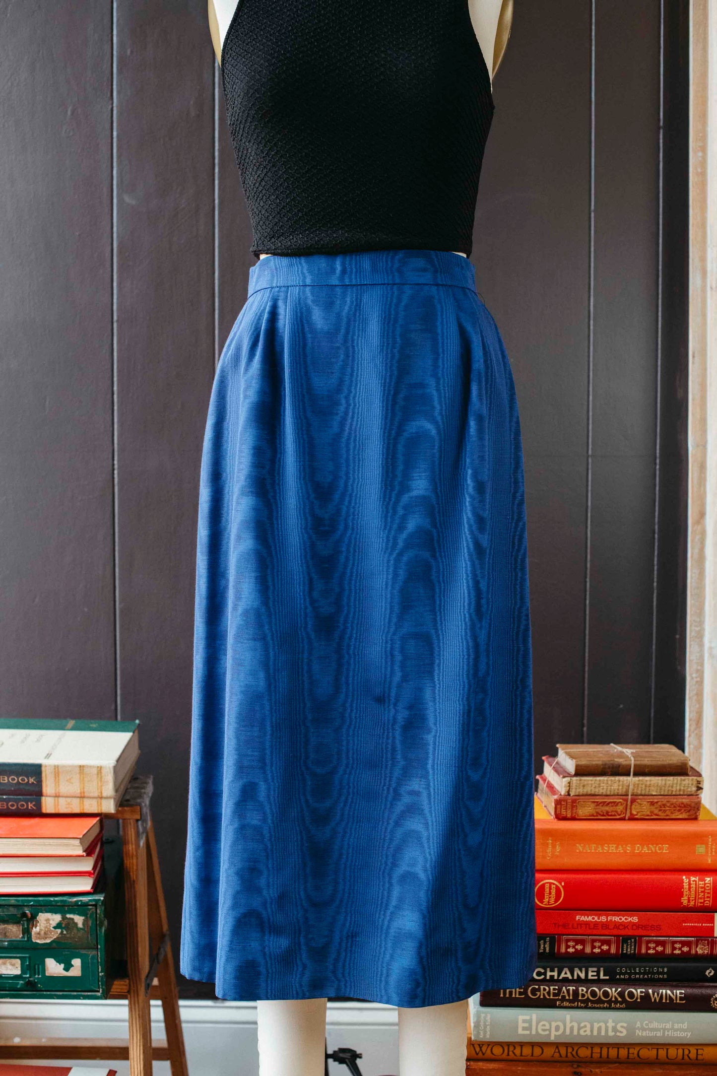 Pre-loved Cobalt Moiré Pencil Skirt - Size M