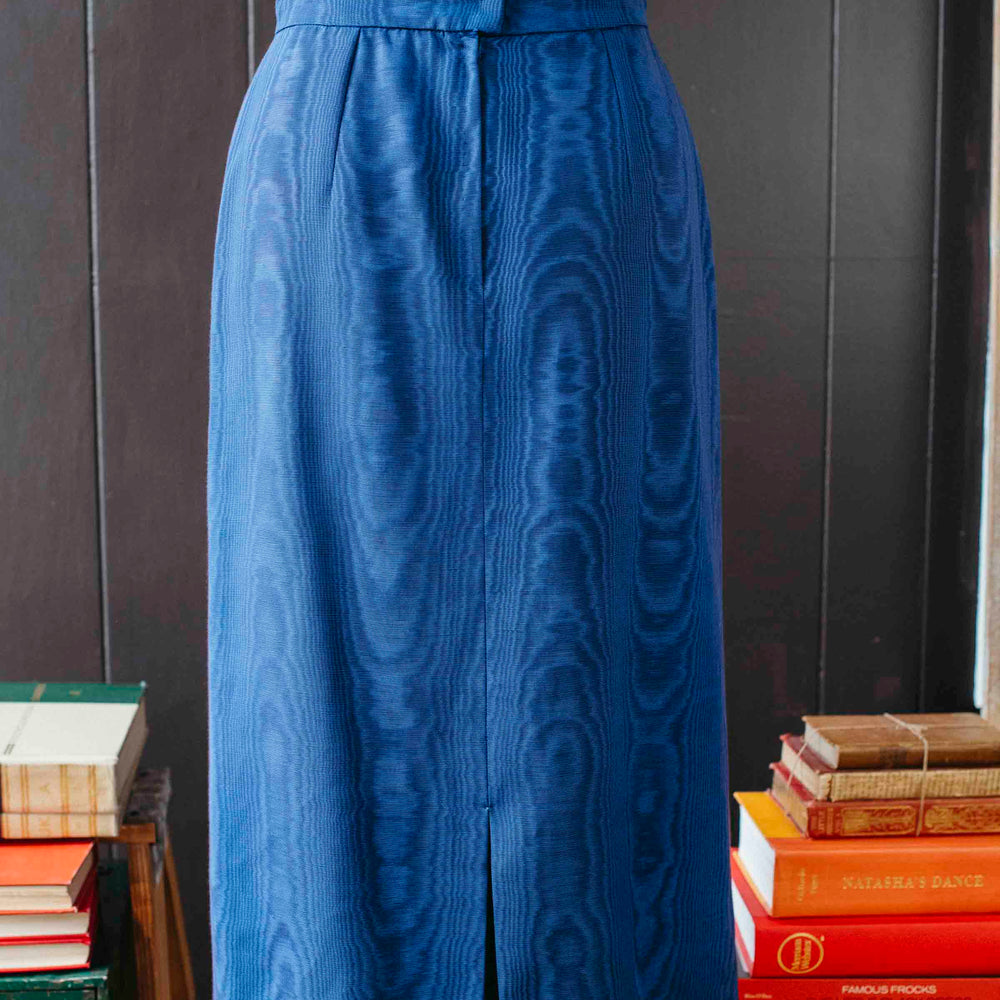 Pre-loved Cobalt Moiré Pencil Skirt - Size M