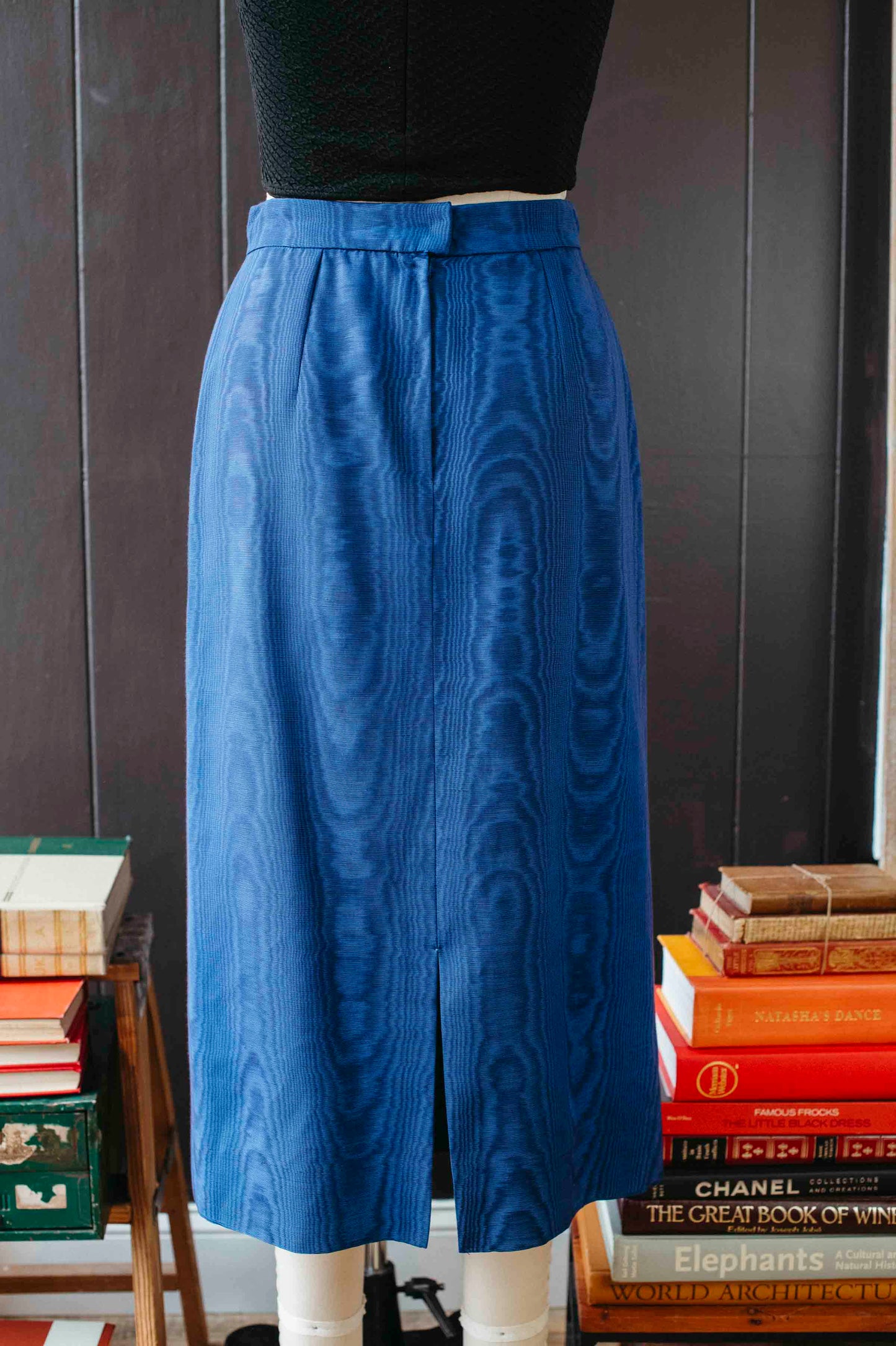 Pre-loved Cobalt Moiré Pencil Skirt - Size M