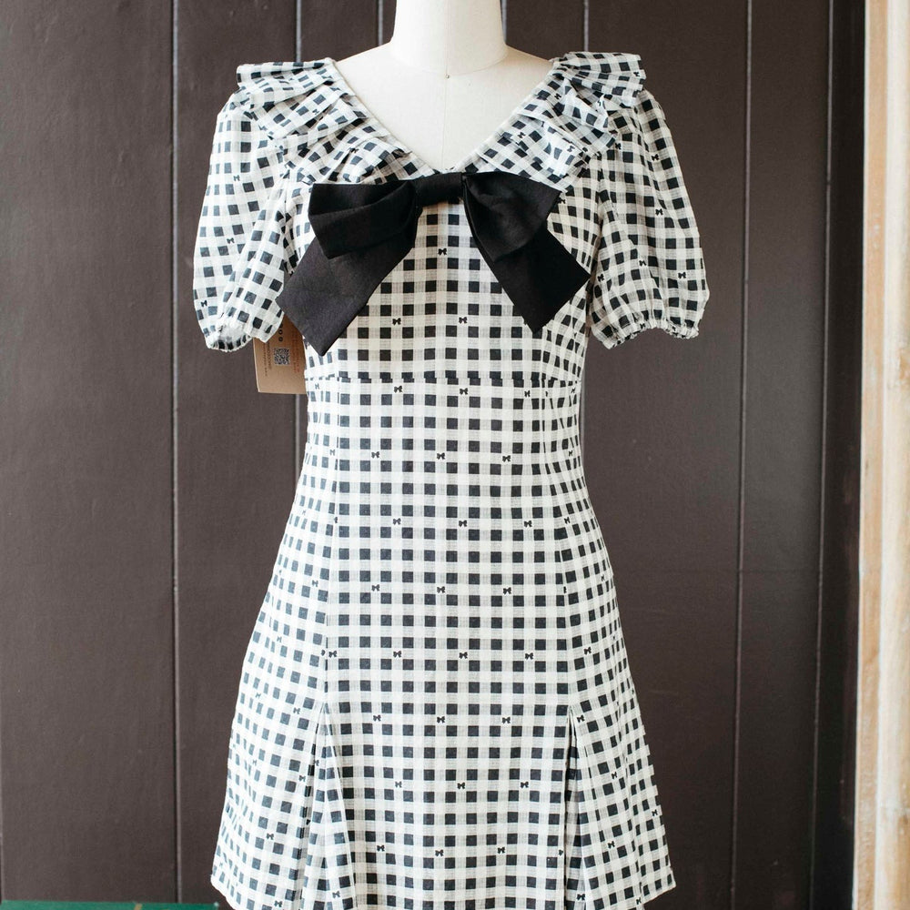 Pre-loved Black & White Bow Dress - Size S