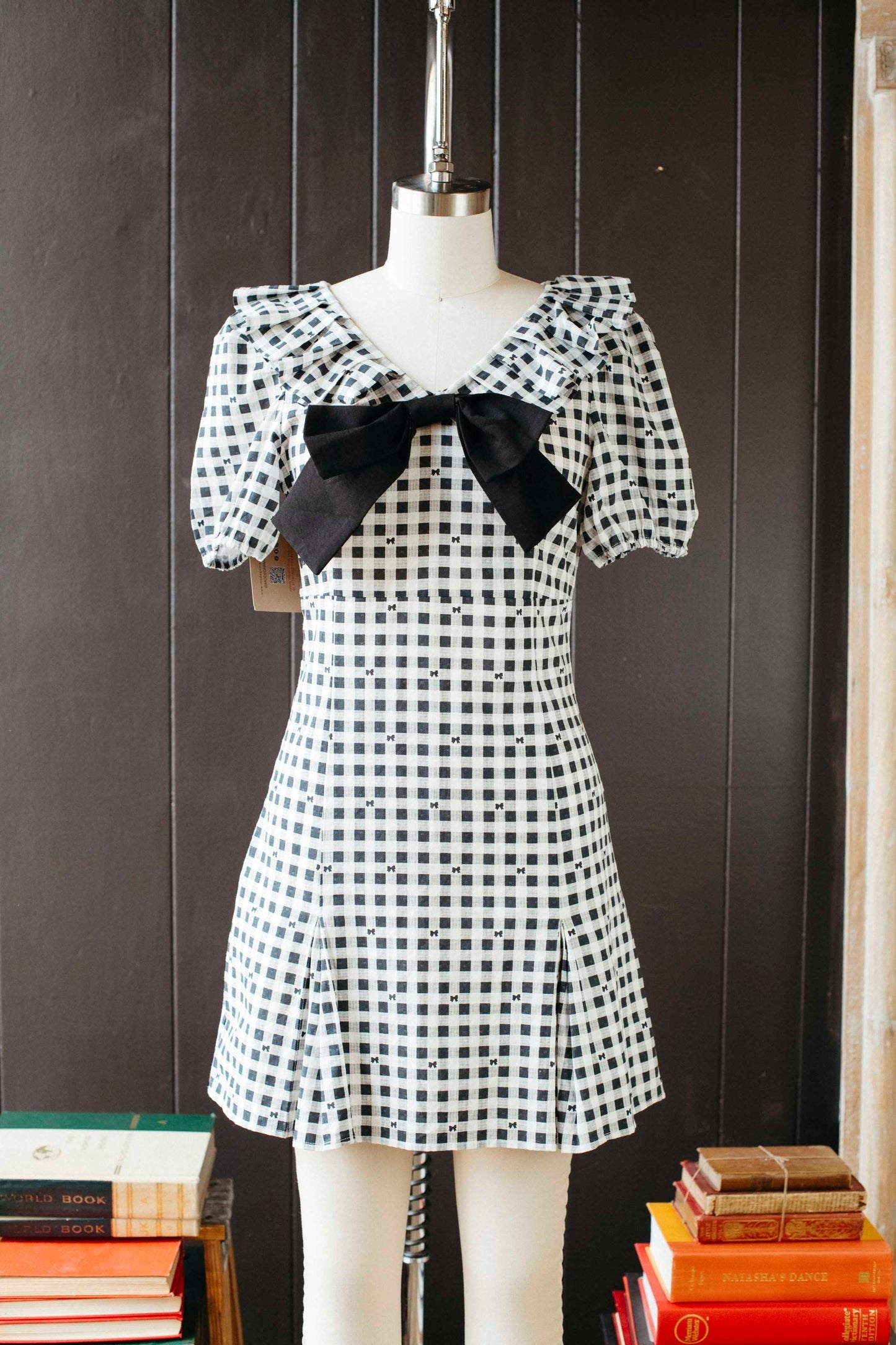 Pre-loved Black & White Bow Dress - Size S