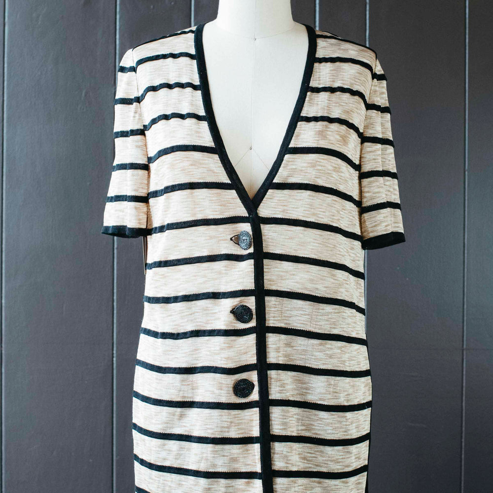 Pre-loved Striped Linen Cardigan - Size M