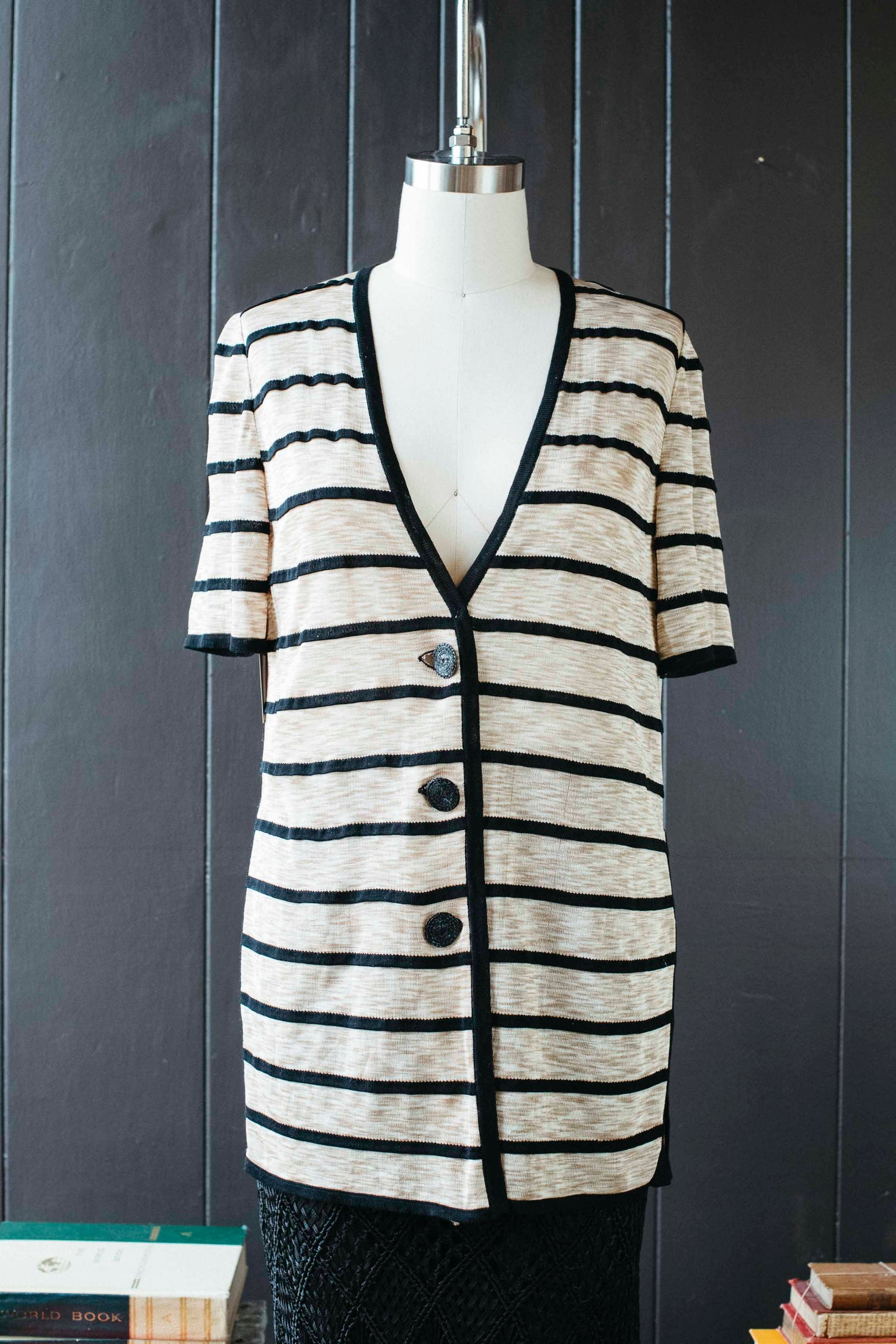 Pre-loved Striped Linen Cardigan - Size M