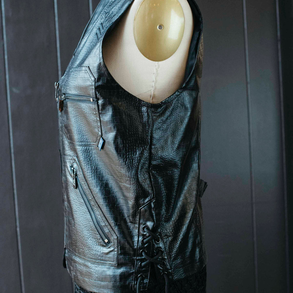 Pre-loved Faux Alligator Moto Vest - Size L