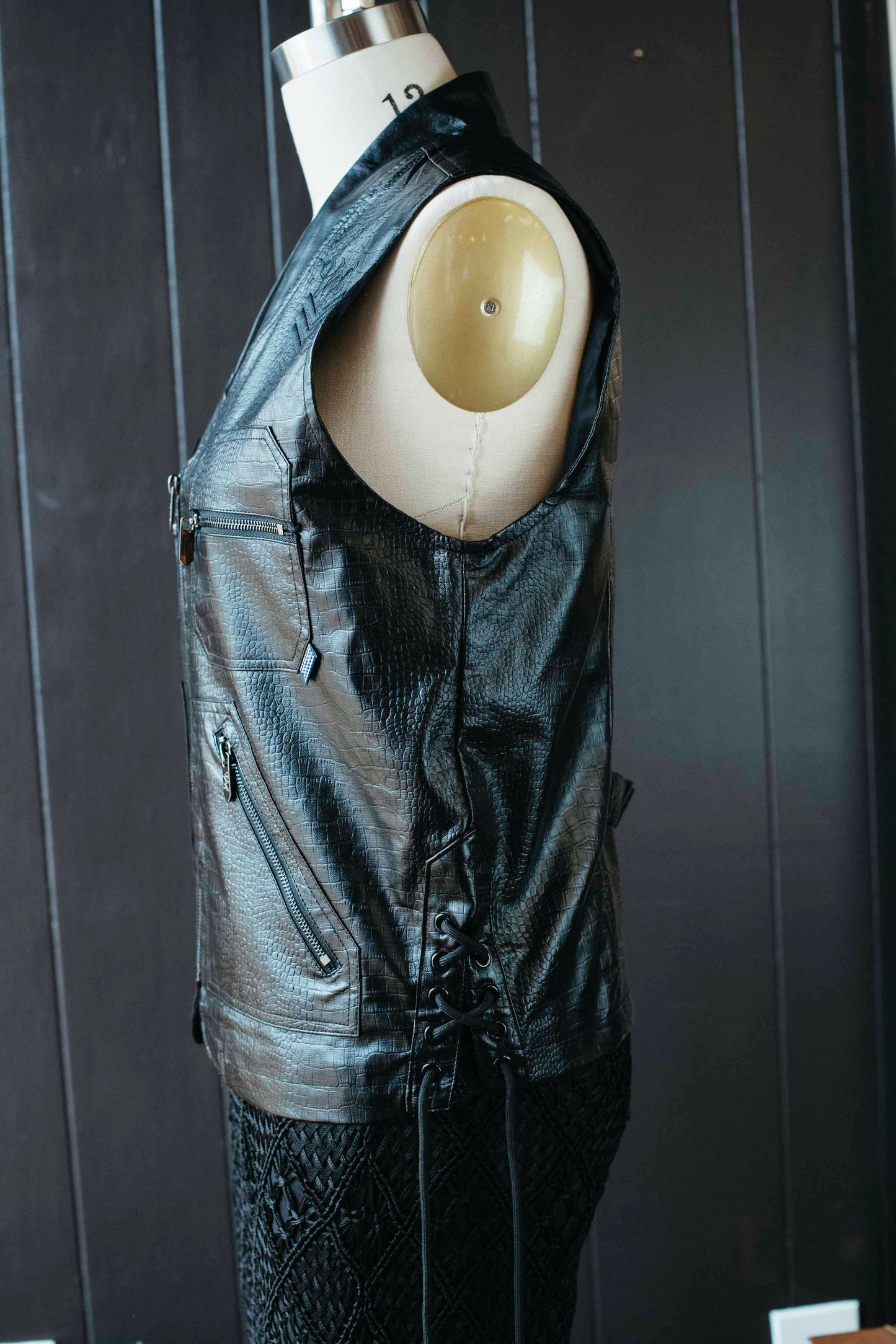 Pre-loved Faux Alligator Moto Vest - Size L
