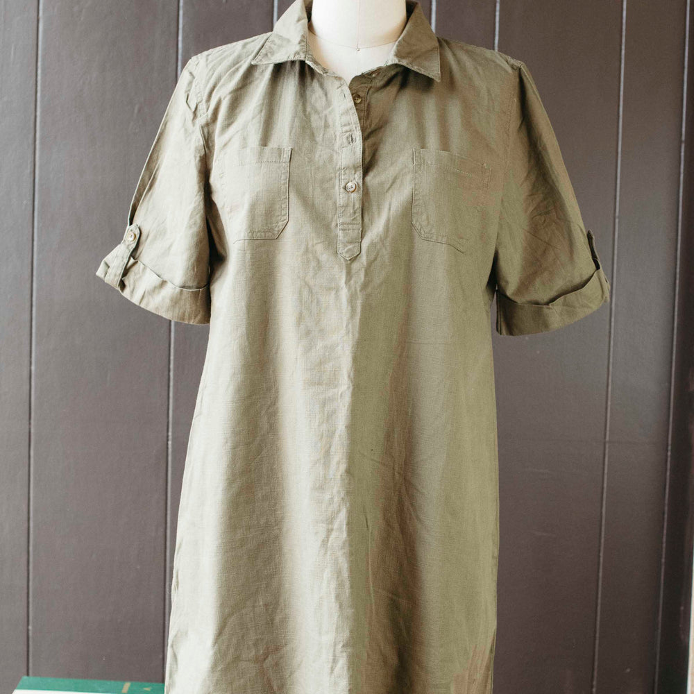 Pre-loved Olive Green Shirt Dress - Size L