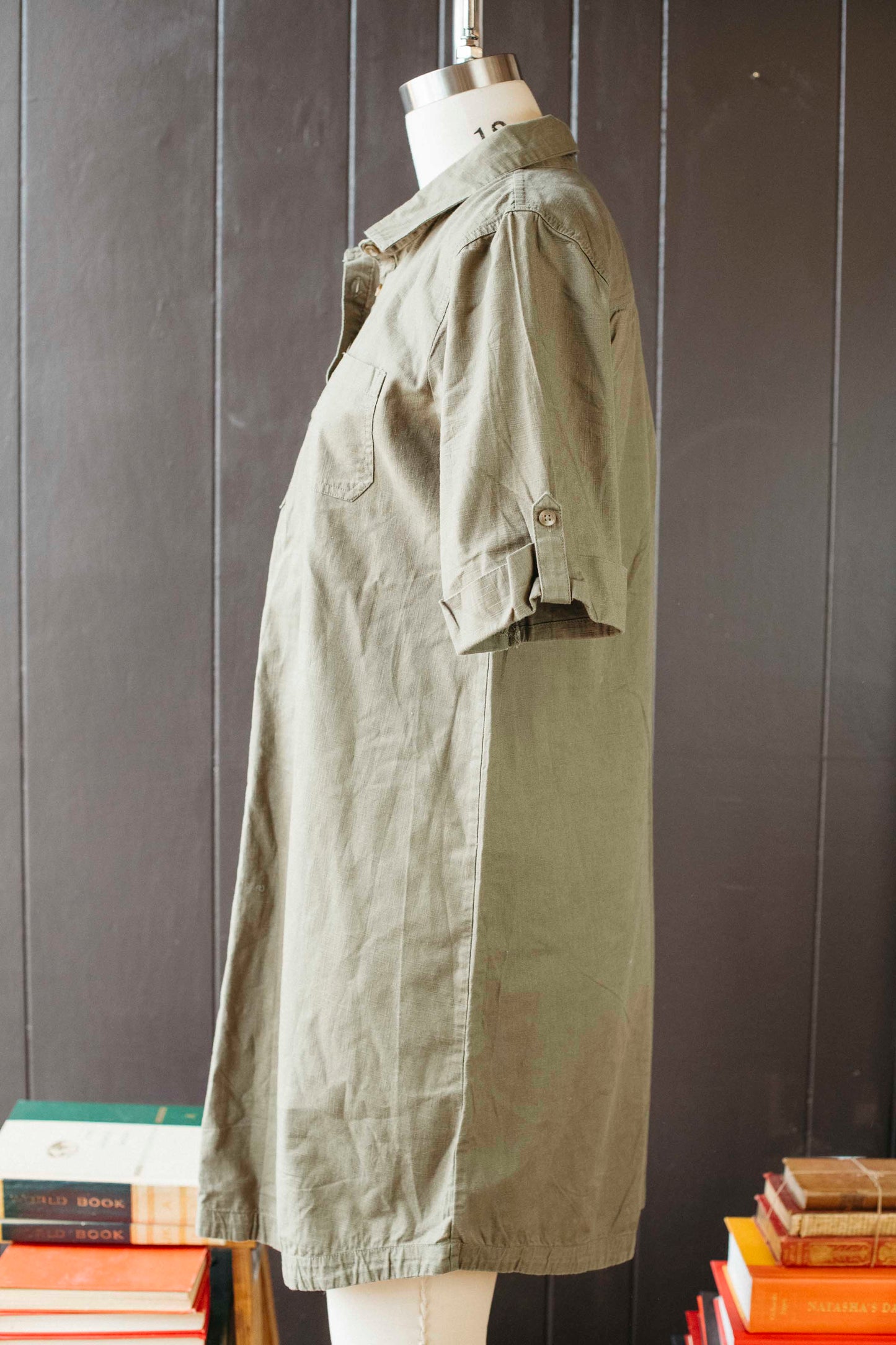 Pre-loved Olive Green Shirt Dress - Size L