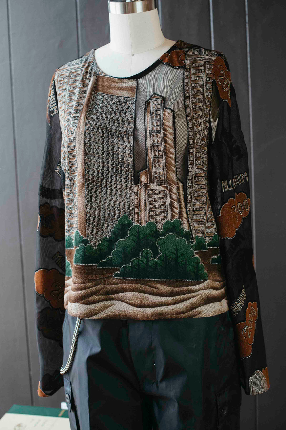 Pre-loved Sheer Cityscape Millennium Top - Size XS