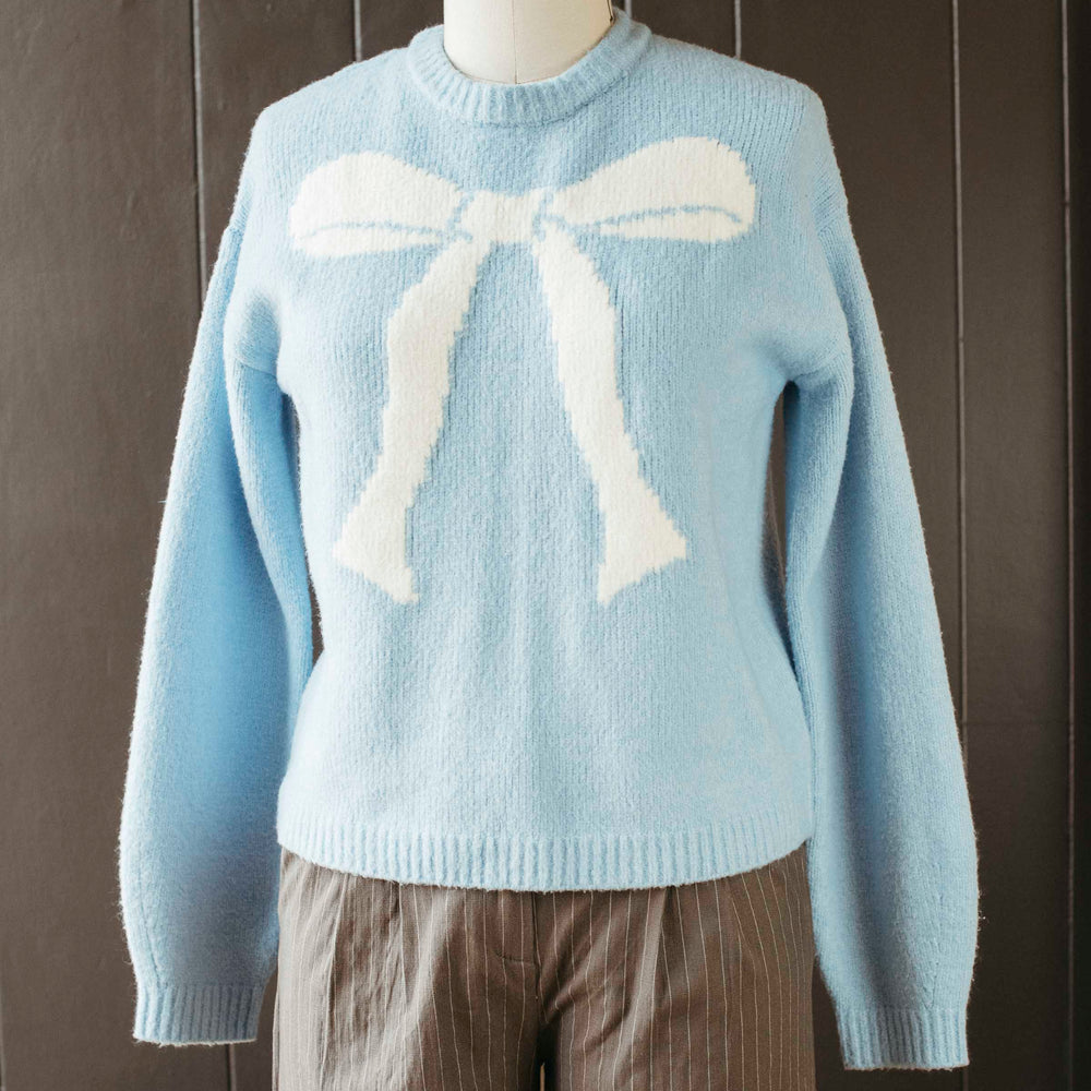 Pre-loved Powder Blue Bow Sweater - Size M