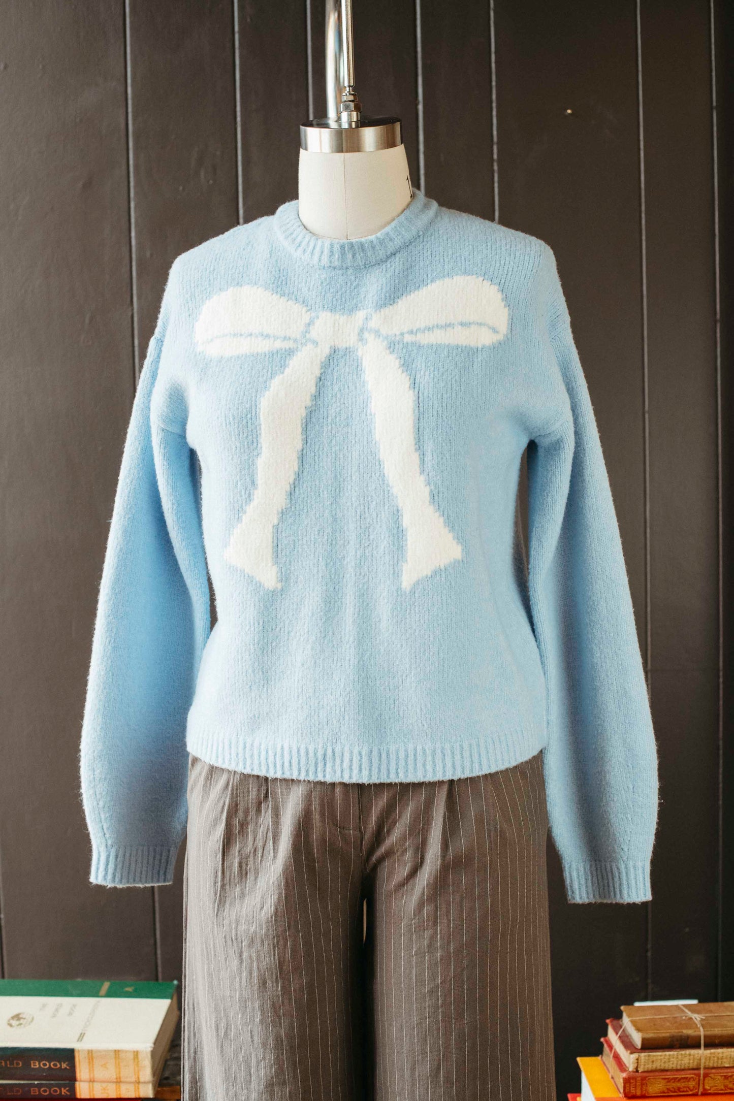 Pre-loved Powder Blue Bow Sweater - Size M