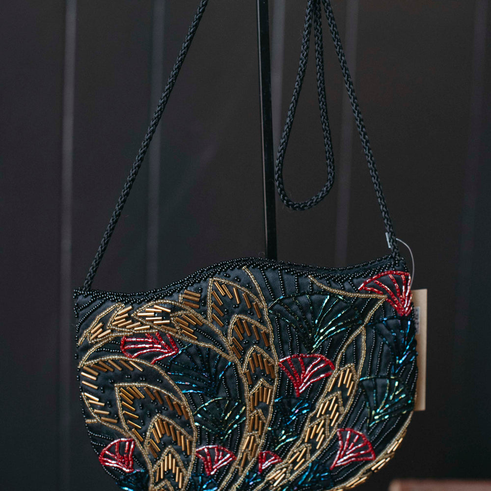 Vintage Beaded Fan Purse