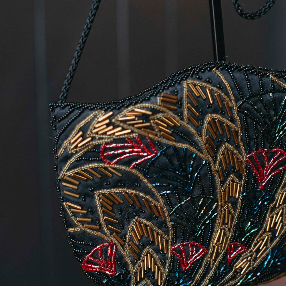 Vintage Beaded Fan Purse