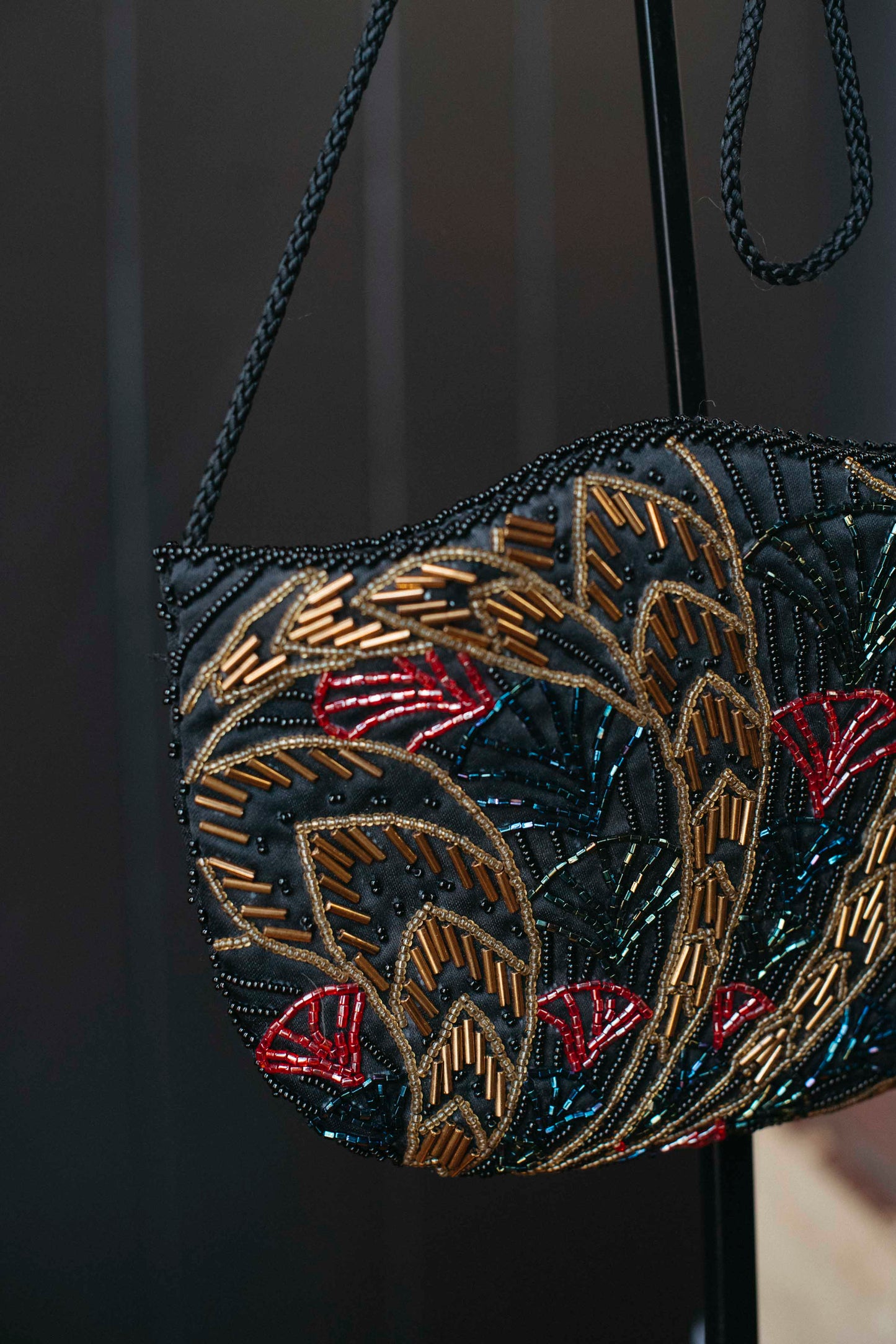 Vintage Beaded Fan Purse