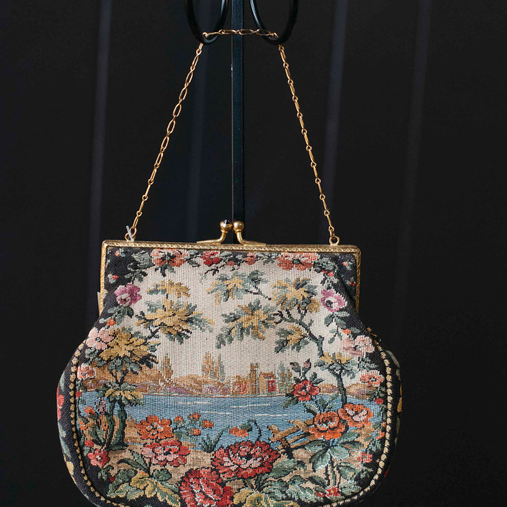 Vintage Garden Floral Kiss Lock Purse