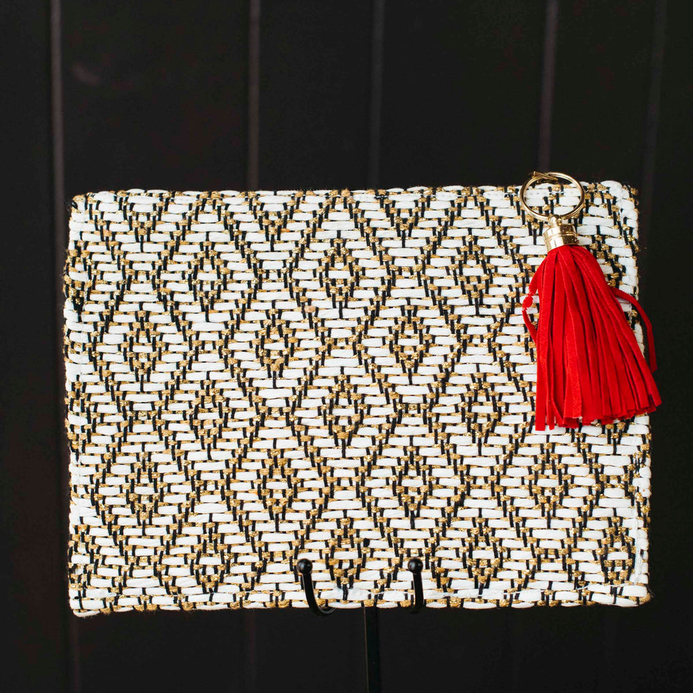 Pre-loved Metallic Black & White Clutch