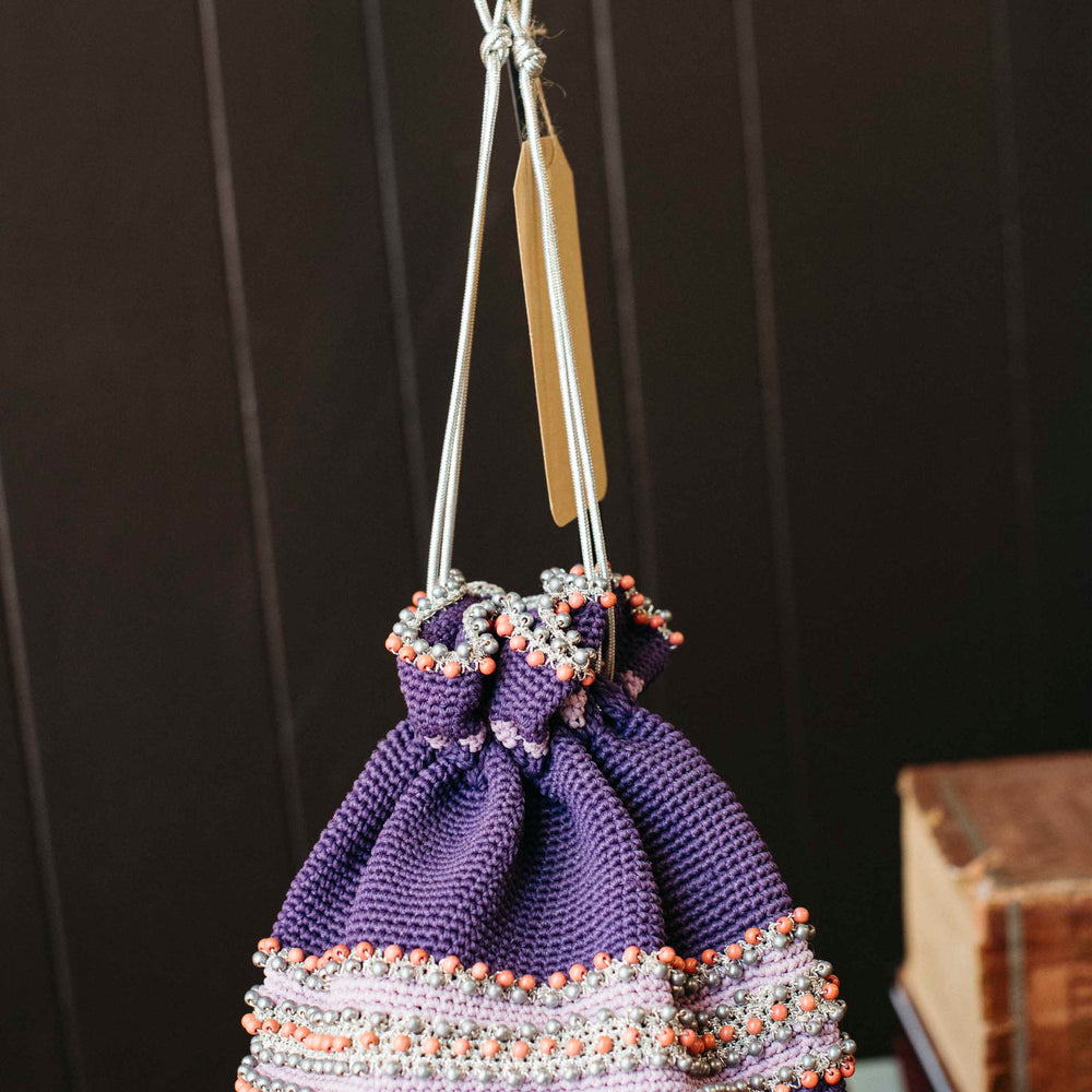 Vintage Purple Woven Bucket Purse