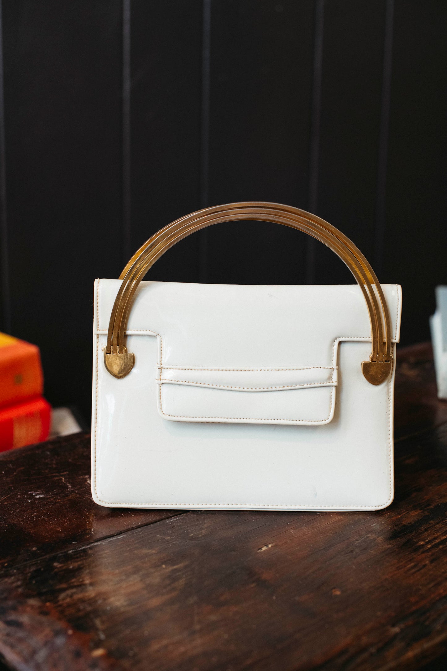 Vintage Cream & Gold Purse