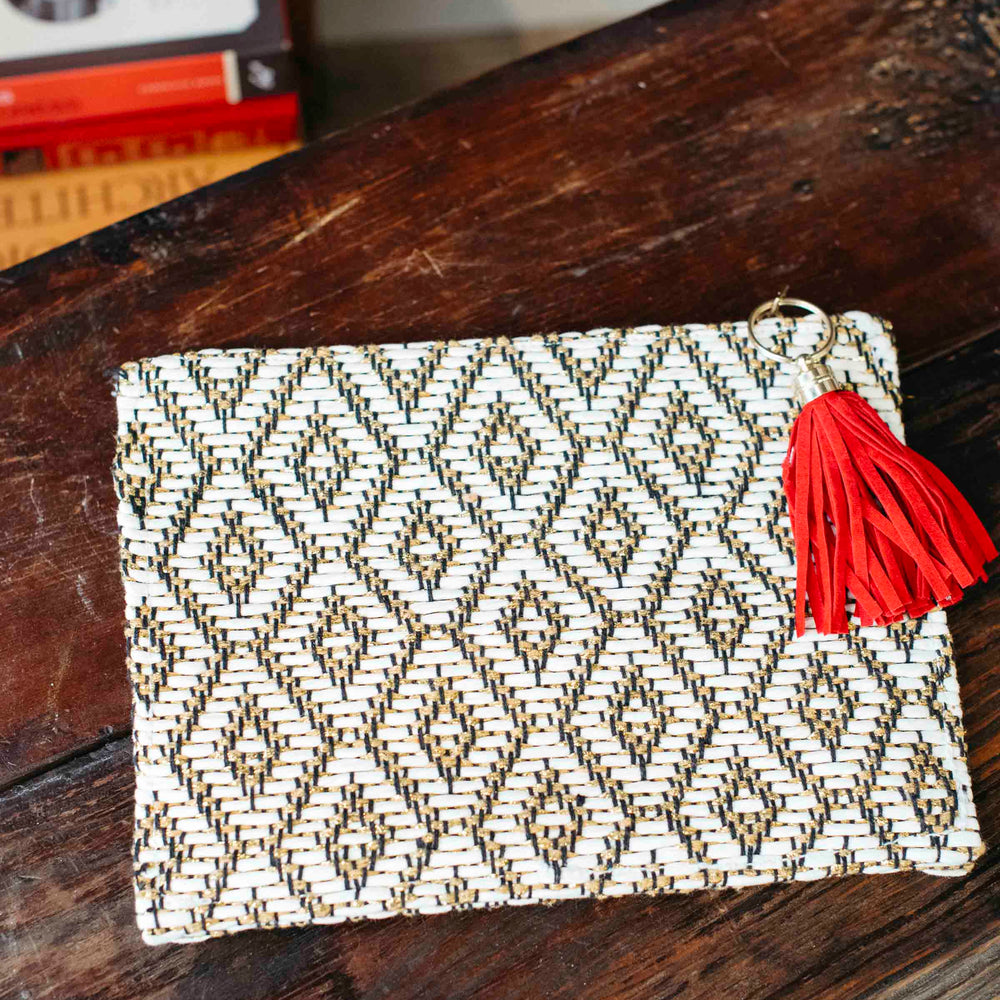 Pre-loved Metallic Black & White Clutch
