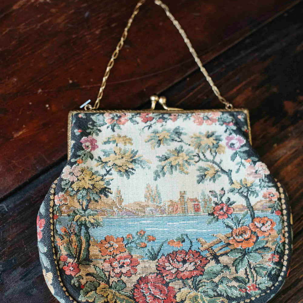 Vintage Garden Floral Kiss Lock Purse