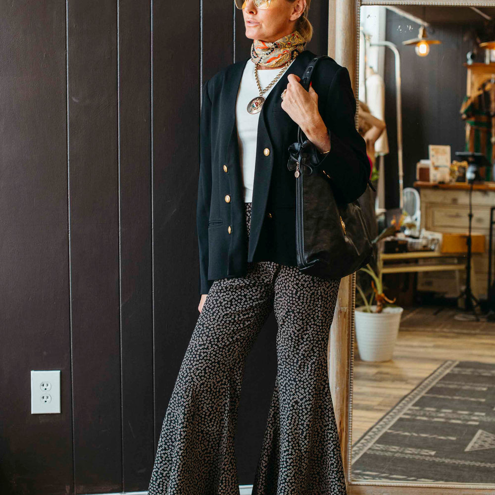 Vintage Bell Bottom Circle Print Pant - Size XS