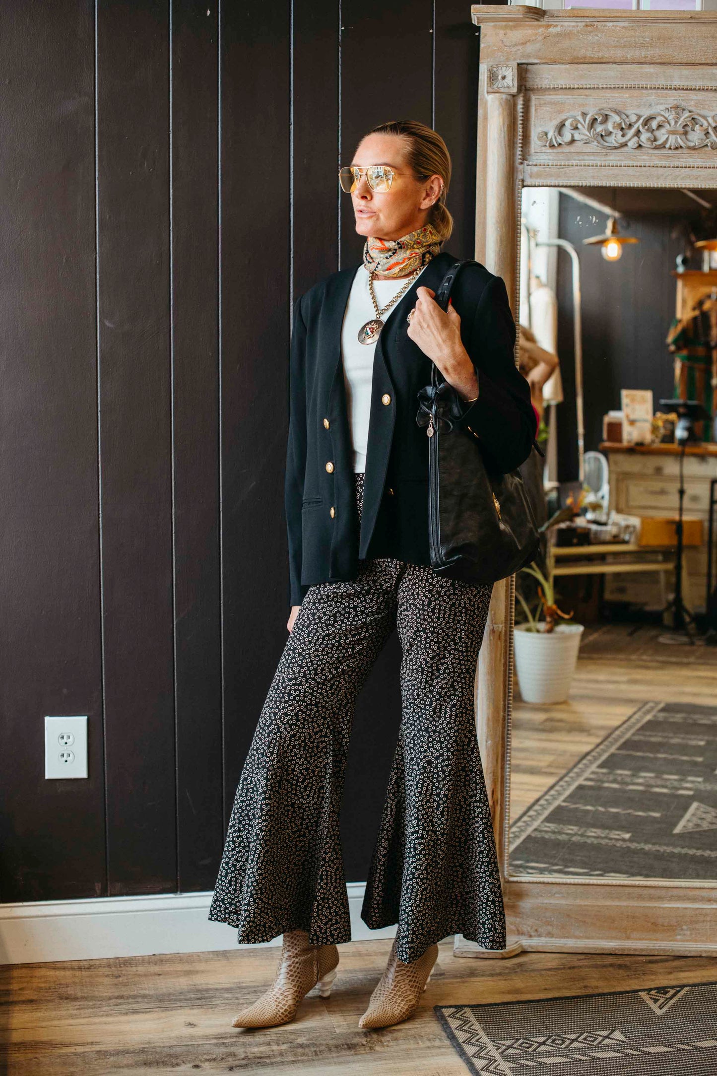 Vintage Bell Bottom Circle Print Pant - Size XS
