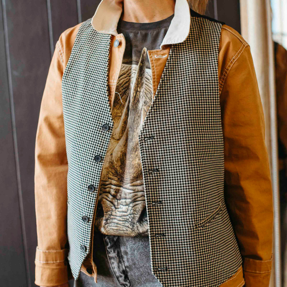 Pre-loved Houndstooth Menswear Vest - Size M